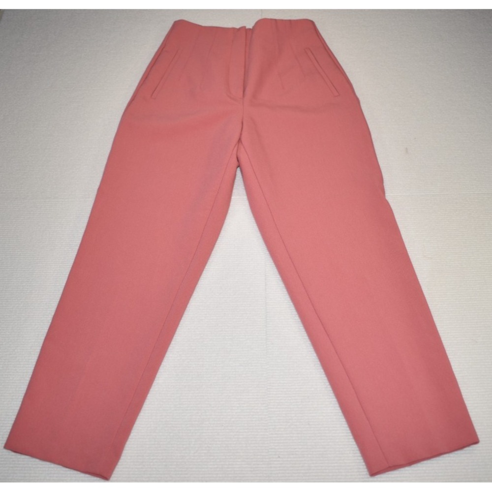 Zara Women's Size S High-Waisted Pleated Tapered Trousers Coral-Pink EUC